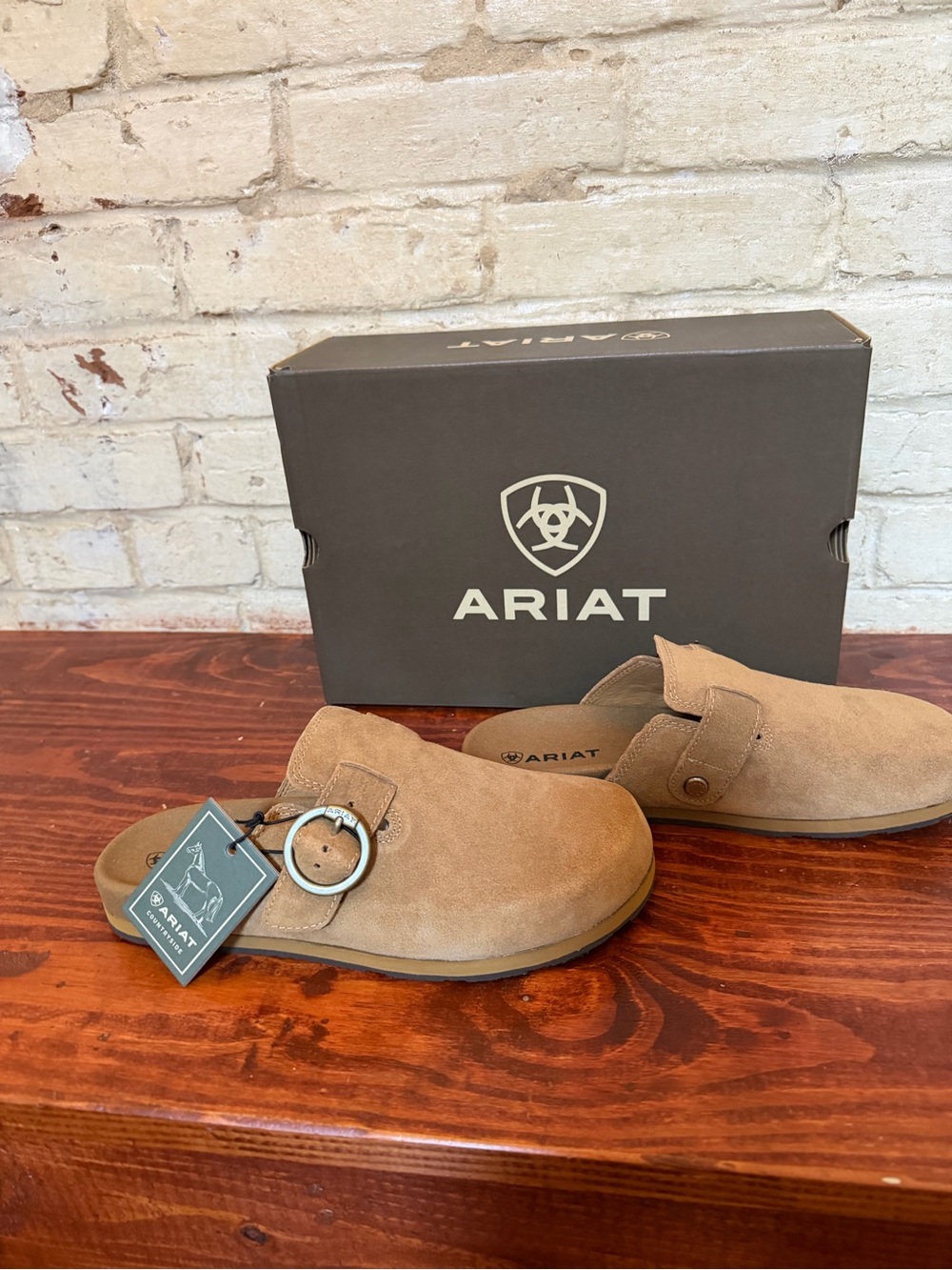 Ariat Country Mule Suede Women's Slip-On Clogs in Caramel - Picture 2 of 4
